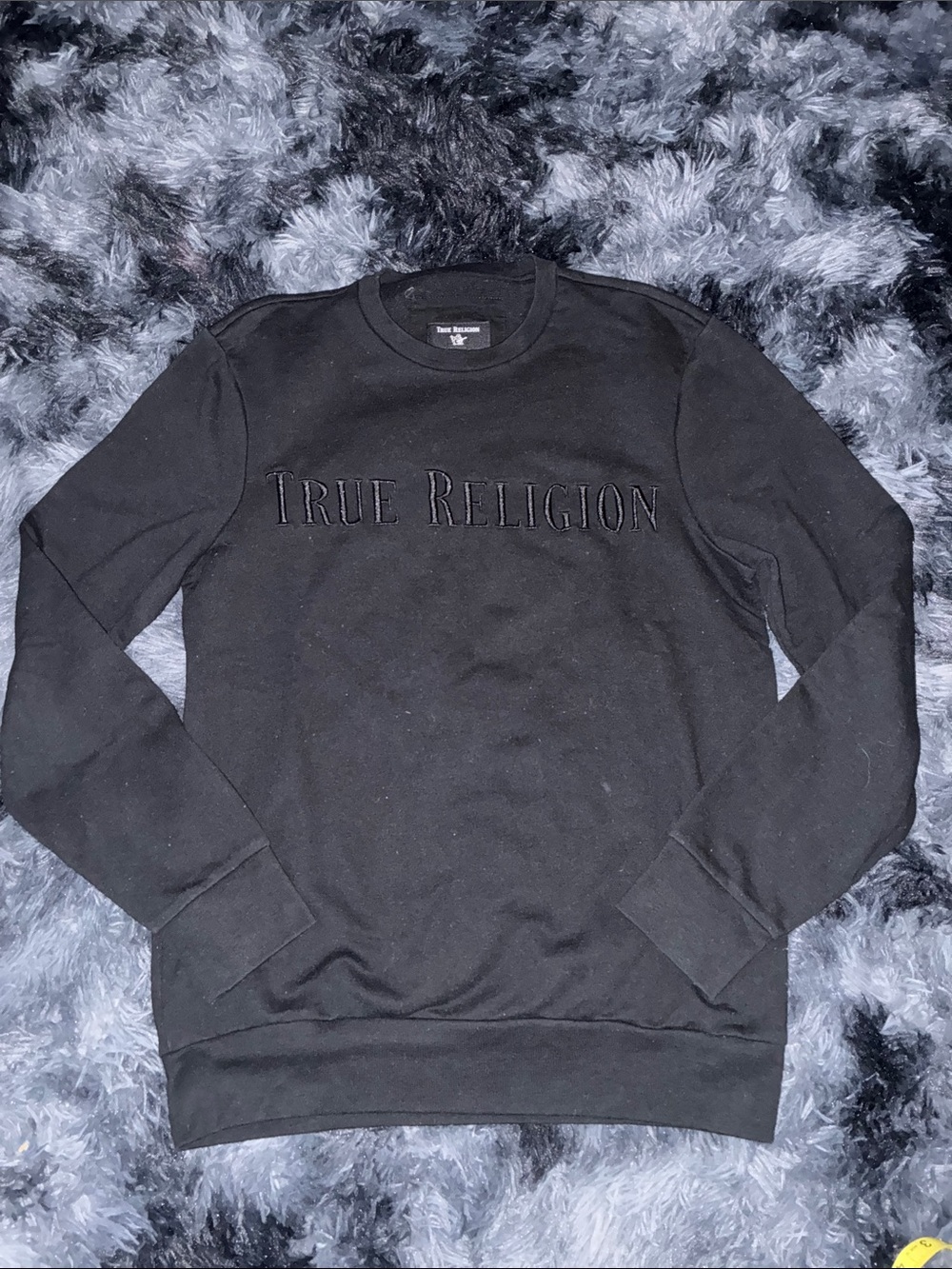 True Religion Black Embroidered men’s XS  Logo Crewneck Sweater